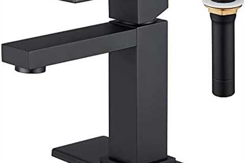 faustina Matte Black Bathroom Faucet Single Hole, Single Handle Bathroom Sink Faucet with Pop Up..