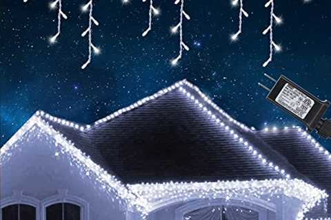 Christmas Icicle Lights Outdoor, 29.5ft 360 LED Connectable Icicle String Lights with 60 Drops, 8..
