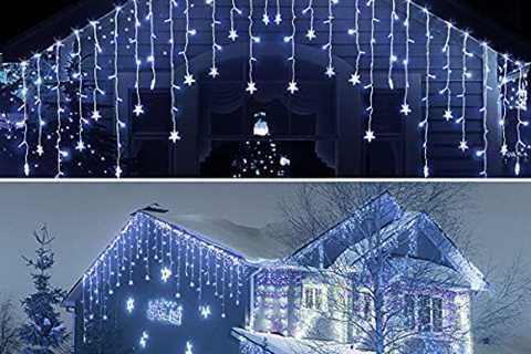 White Christmas Lights Outdoor Decorations, 33Ft 400 Led 8 Modes Icicle Lights Outdoor Waterproof..