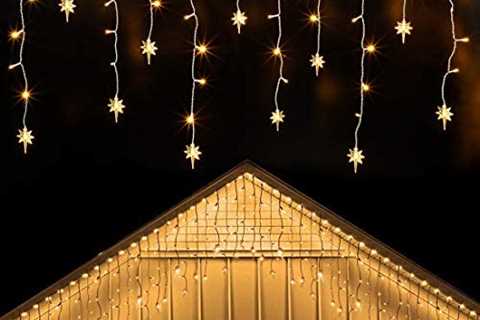 Twinkle Star Iciclelights, Outdoor Christmas Light 150LED 8 Modes White Wire Curtain Lights 30..