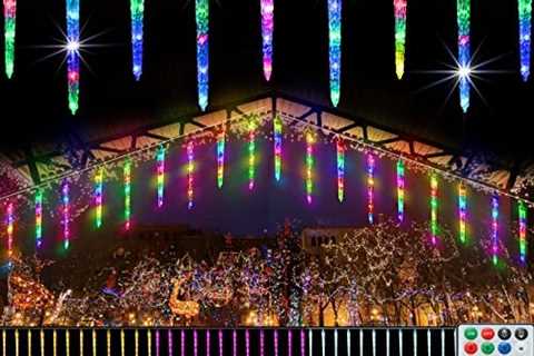 Color Changing Christmas Icicle Lights, 10.8FT 66 LED Hanging Ice String Lights with Remote,..