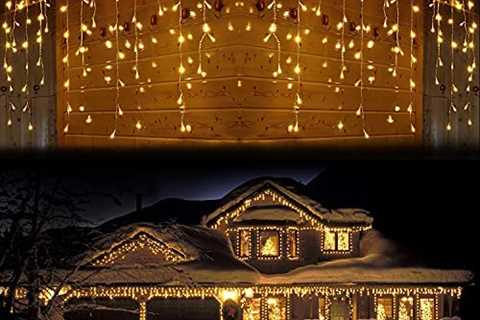 LANFU LED Christmas Lights Outdoor Decorations lights,400 LEDs,32.8 feet,8 functions curtain genie..